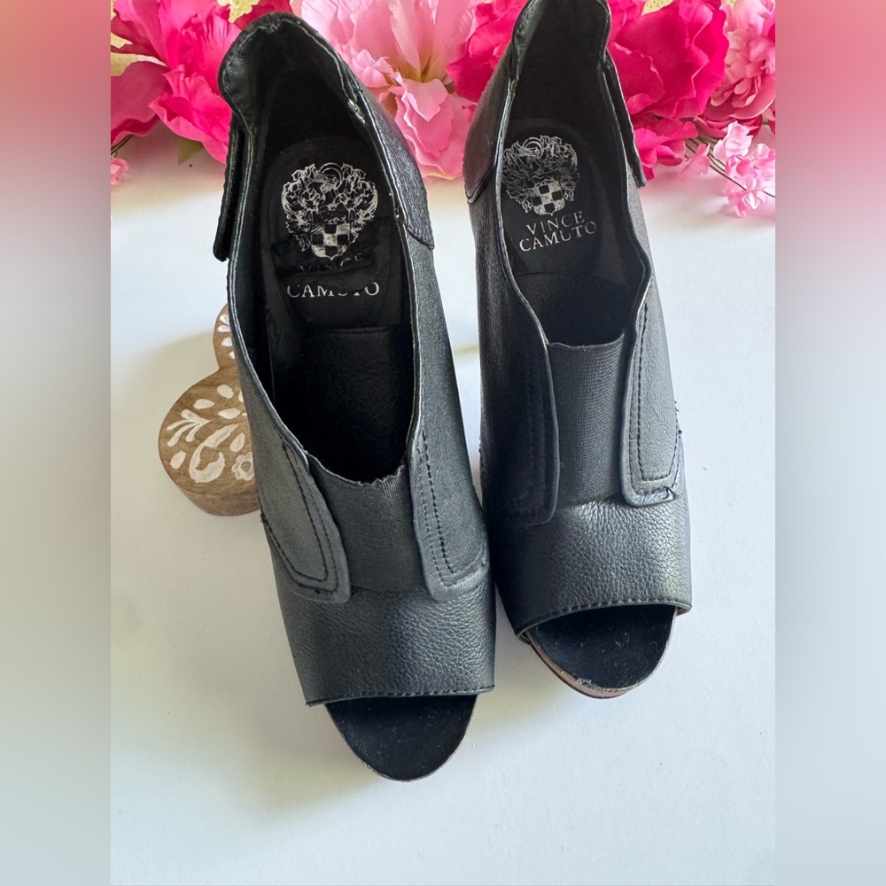 Vince Camuto Black Peep-Toe Women's Shoes